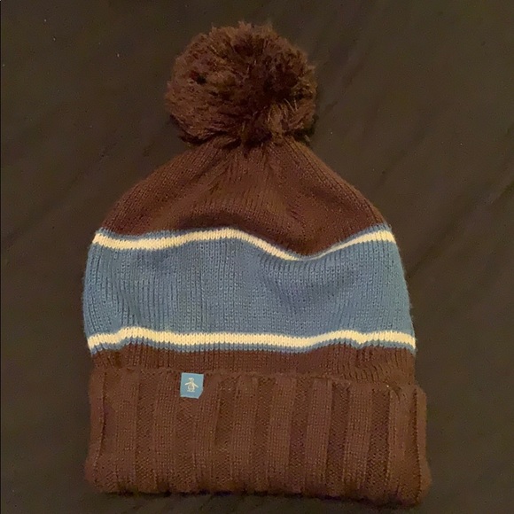 Original Penguin Brown and Blue Beanie - Picture 1 of 2
